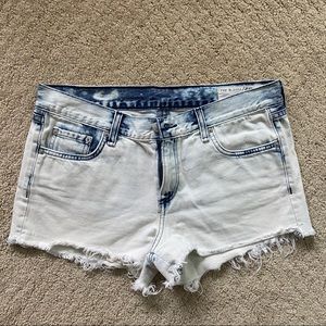 Rag & Bone Womens Acid Wash Denim Jean Shorts with Fringe Trim Sz 27